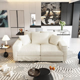 Deep Seat Convertible Sofa With Soft Pillows And Ottomans