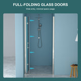 Fold Frameless Shower Door With Tempered Glass - Chrome