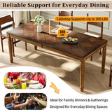 Rectangular Dining Table With Framed Top And Turned Legs - Walnut