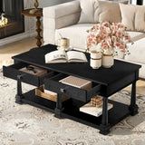 Coffee Table With 2 Storage Drawers & Lower Open Shelf