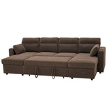 Convertible Sectional Sofa With Storage Chaise, Cup Holders And Pull Out Sleeper