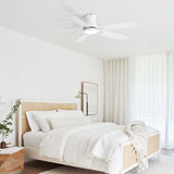 52" Flush Mount Ceiling Fan With Light, DC Motor, Remote Control, Dual Color