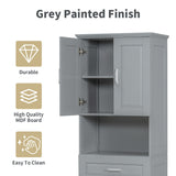 Tall Bathroom Cabinet With Tilt-Out Laundry Basket And Upper Storage