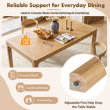 Rectangular Dining Table With Parquet Top, Rounded Corners