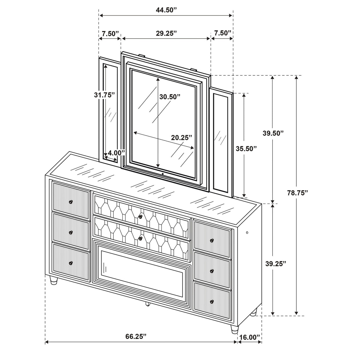 Mika - 8 Drawer LED Dresser And Mirror Set - Ivory