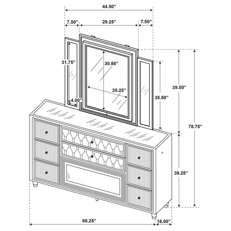 Mika - 8 Drawer LED Dresser And Mirror Set - Ivory