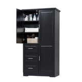Tall Wide Storage Cabinet With Doors, 3 Drawers