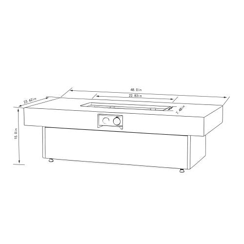 48 x 24 Inch Rectangle Fire Pit Table, 50000 BTU Propane Fire Pits Table for Patio Set