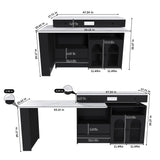 Retro Kitchen Island Set With Chairs, Extendable & Rotating Table, 4 Drawers & Door Cabinets