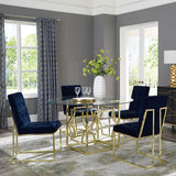 Krista - Round Glass Top Dining Table - Gold