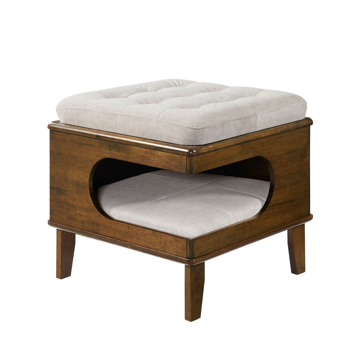 Letitia - Cat Bed Ottoman - Walnut