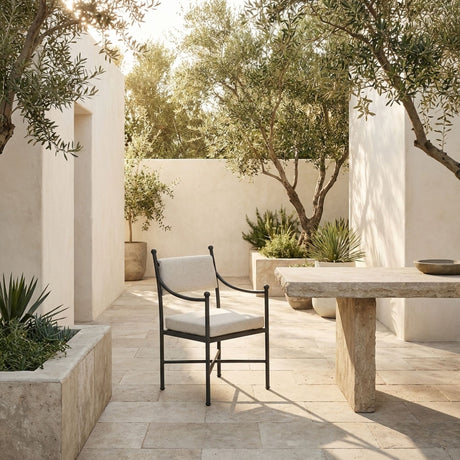 Leni - Outdoor Armchair With Cushions And Powder Coated Aluminum Frame - Moonveil / Warm Gray