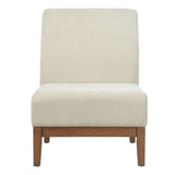 Upholstered Accent Chair - Beige / Walnut