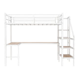 Loft Bed With L-Shaped Desk, Large Storage Space