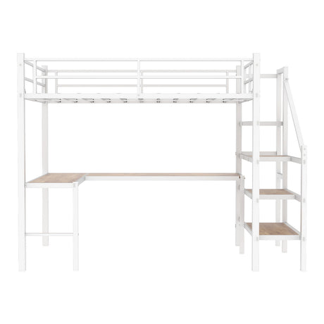 Loft Bed With L-Shaped Desk, Large Storage Space
