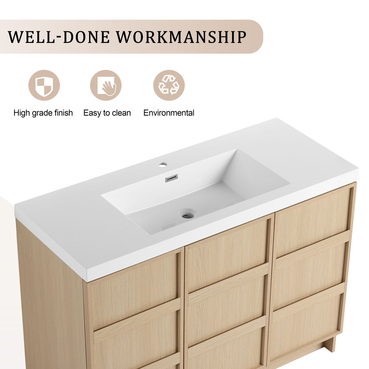 Freestanding Bathroom Vanity With Sink & 2 Soft Close Cabinet Doors