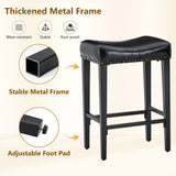 Bar Stool With Brass Nailhead Trim (Set of 2) - Black