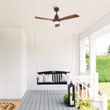 52" Ceiling Fan With LED Light, 3 Adjustable Color Temperatures, Reversible DC Motor For Living Room & Bedroom - Coffee