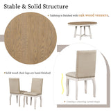 Round Extendable Dining Table Set With 4 Upholstered Chairs