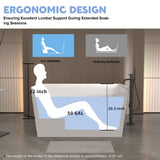 Freestanding Bathtub With Built In Seat, Rectangle Shape, Invisible Overflow & Pop Up Drain - Gloss White