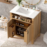 Bathroom Vanity With Flip Drawer, 2 Soft Close Doors, Adjustable Shelf And Ceramic Sink