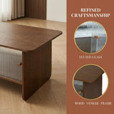 Rectangular Coffee Table With Sliding Door Storage Center