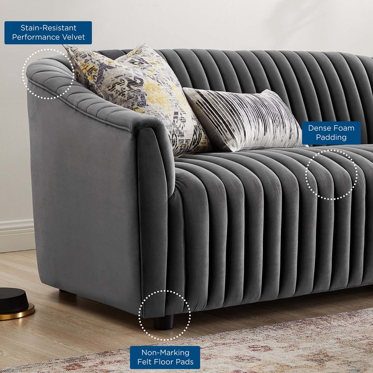 68 - Inch Announce Performance Velvet Channel Tufted Loveseat - Loveseats available at Alpine Outlets in Denver