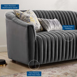 68 - Inch Announce Performance Velvet Channel Tufted Loveseat - Loveseats available at Alpine Outlets in Denver