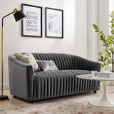 68 - Inch Announce Performance Velvet Channel Tufted Loveseat - Loveseats available at Alpine Outlets in Denver