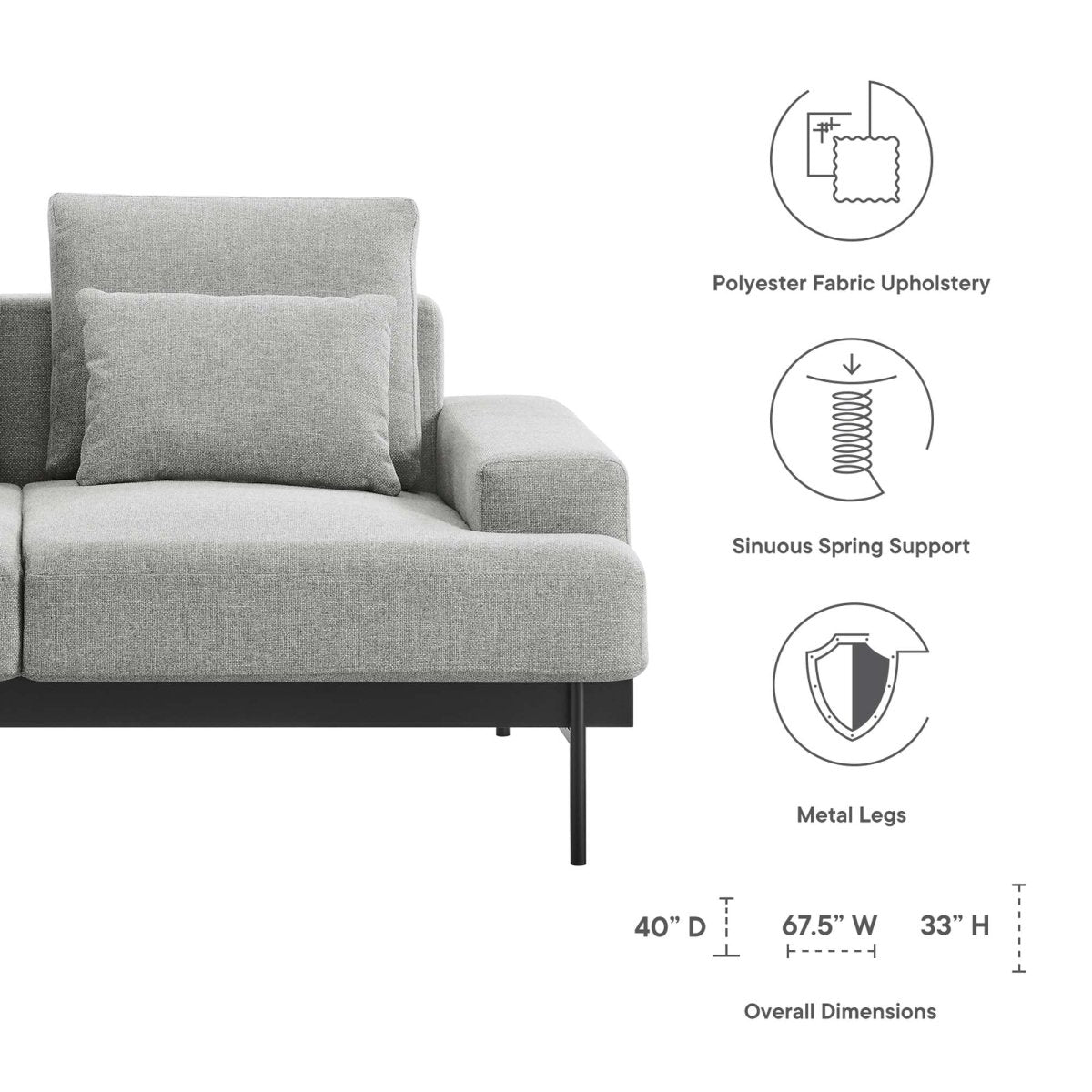 68 Inch Modern Upholstered Fabric Loveseat - Loveseats available at Alpine Outlets in Denver