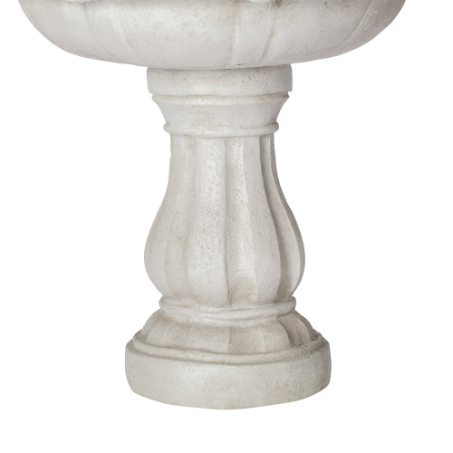 37.4"H 2-Tier White Polyresin Outdoor Water Fountain, Classic Pedestal Cascading Water Feature for Patio Garden Yard Decor
