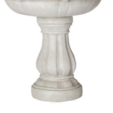 37.4"H 2-Tier White Polyresin Outdoor Water Fountain, Classic Pedestal Cascading Water Feature for Patio Garden Yard Decor