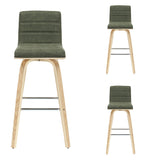 Vienna - 39.5" Swivel Bar Height Square Back Wood Bar Stool With Faux Leather Seat