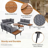 Modern Outdoor Sectional Sofa Set With Nesting Coffee Tables