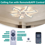 Flower Ceiling Fan With LED Dimmable Light, Flush Mount Ceiling Fan With Remote Control, Low Profile Design, 6 Speeds, Timing Function