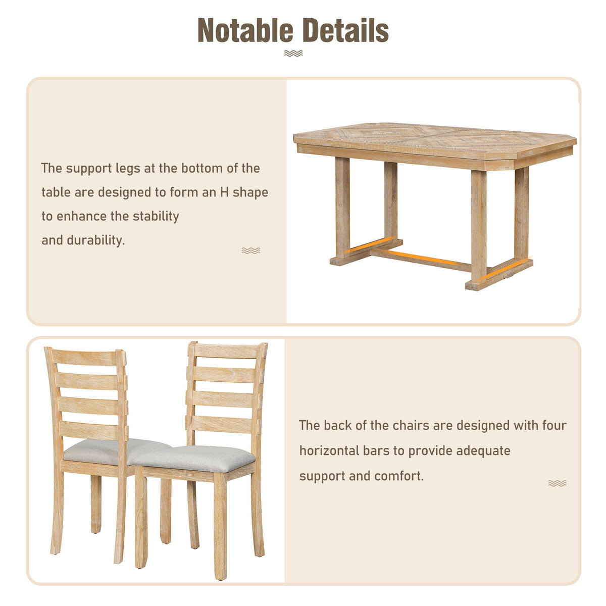 6 Piece Dining Table Set With Ergonomic Seating