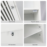 Louvered Door Bathroom Low Cabinet With Multi Layer Storage - White