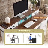 Office Desk With Storage Cabinet, Charging Station, Monitor Stand & Pegboard
