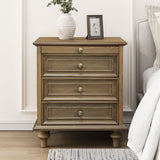 Nightstand With 4 Drawers With Hidden Pull Out Shelf - Light Brown