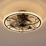 Ceiling Fan With Lights Remote Control, 6 Speeds 3 Color Caged Ceiling Fan - Matte Black