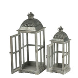 Wooden Candle Lantern Decorative, Hurricane Lantern Holder Decor For Indoor Outdoor, Home Garden Wedding - Gray - Lanterns - Alpine Outlets