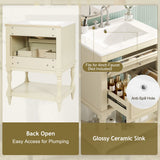 Bathroom Vanity With Sink, 2 Drawers Storage Cabinet, Open Shelf