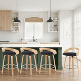 Sonia - Modern Swivel Counter Height Bar Stool - Patterned Oak Wood Finish