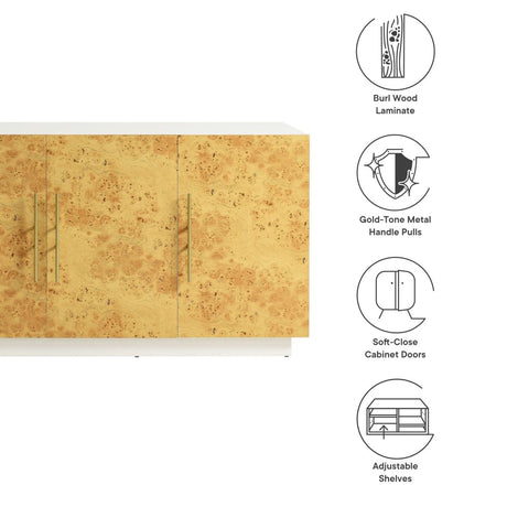 69 Inch Burl Wood Sideboard Buffet TV Stand - TV Stands available at Alpine Outlets in Denver