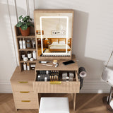 Modern Vanity Desk With 3 LED Lighting Modes, 4 Drawers