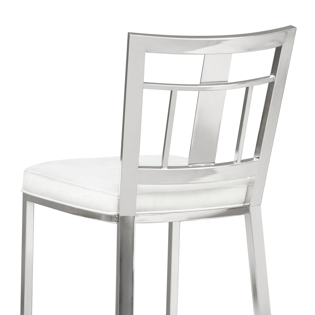 Celina - Counter Height Open Back Metal Barstool With Faux Leather Seat - White