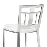 Celina - Counter Height Open Back Metal Barstool With Faux Leather Seat - White