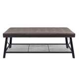 Upholstered Coffee Table With Rack - Dark Brown