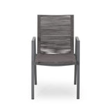 Outdoor Modern Aluminum Dining Chair Set With Rope Sea (Set of 2)