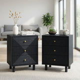 3 Drawer Nightstand - Black - Wood